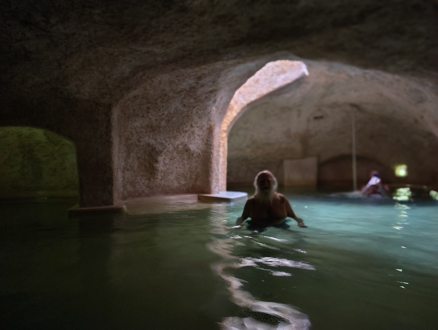 Photo of OZ swimming in a Cenote cave under Hotel Zentik